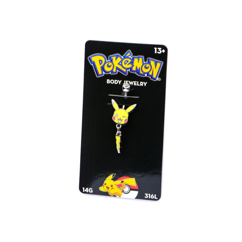 Pikachu & Lightning Bolt 14-Gauge 7/16 Stainless Steel Navel Dangle
